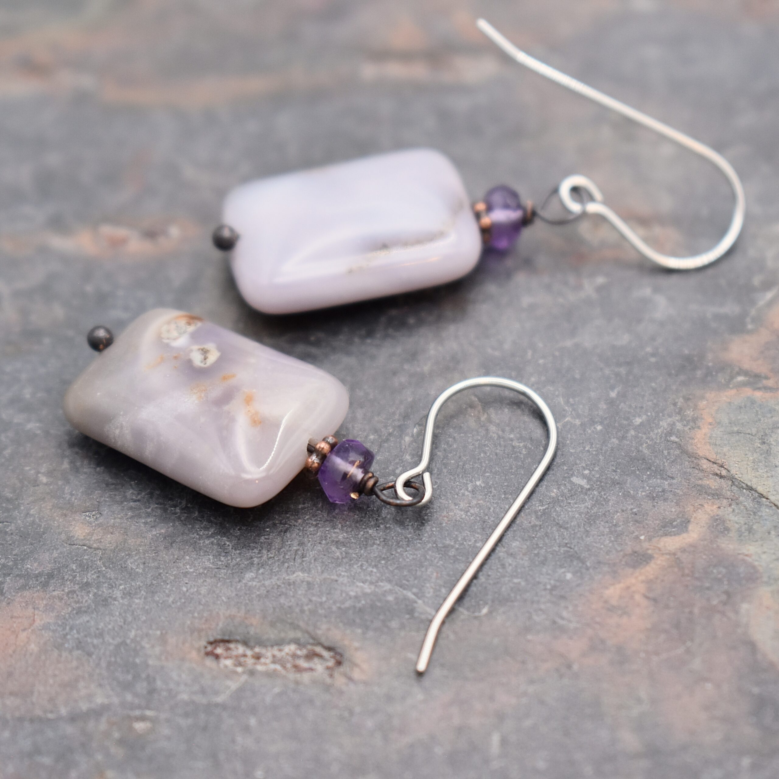 Purple Amethyst, Carzy Agate stone Earrings Purple Amethyst, Carzy Agate stone Earrings
