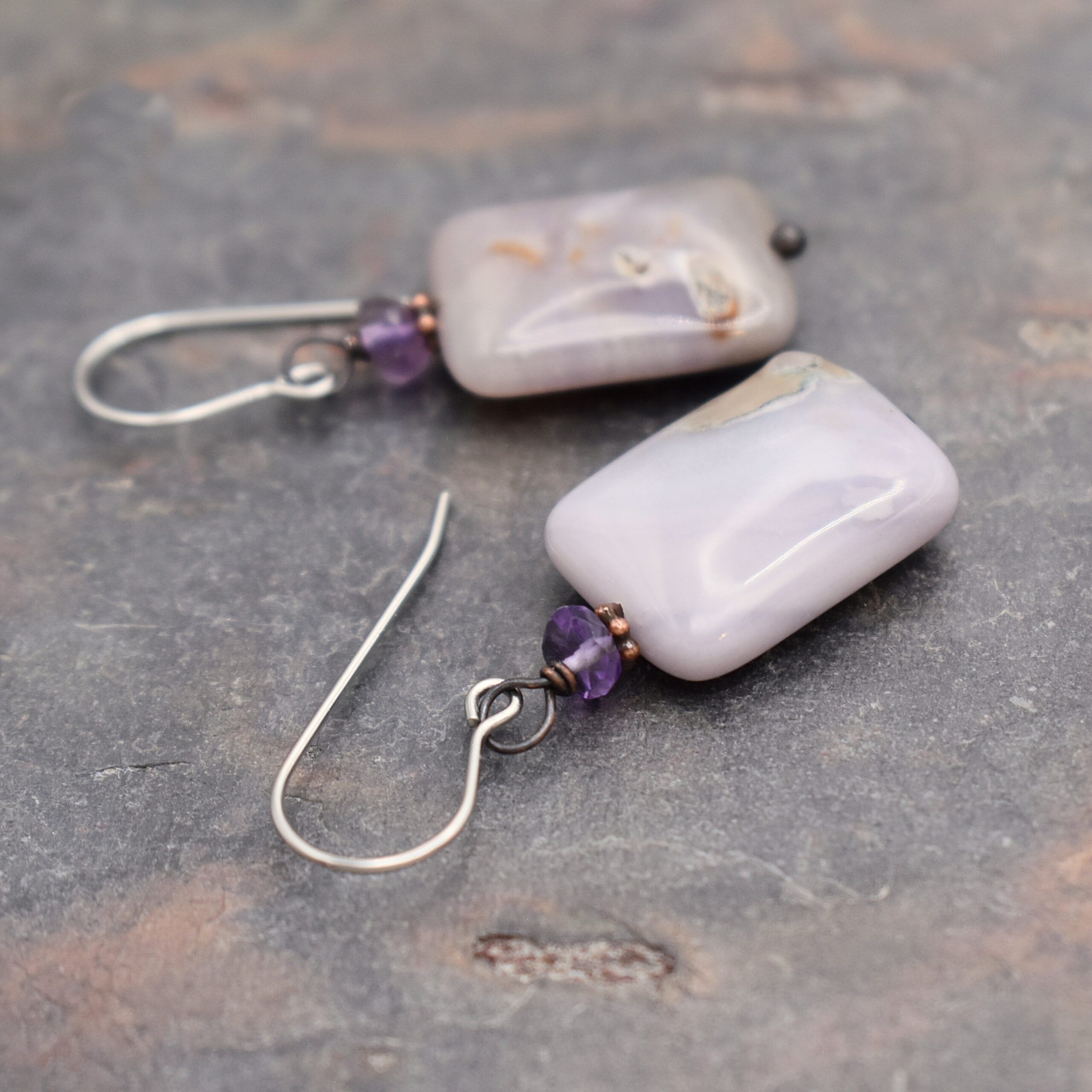 Purple Amethyst, Carzy Agate Earrings Earrings Purple Amethyst, Carzy Agate Earrings Earrings