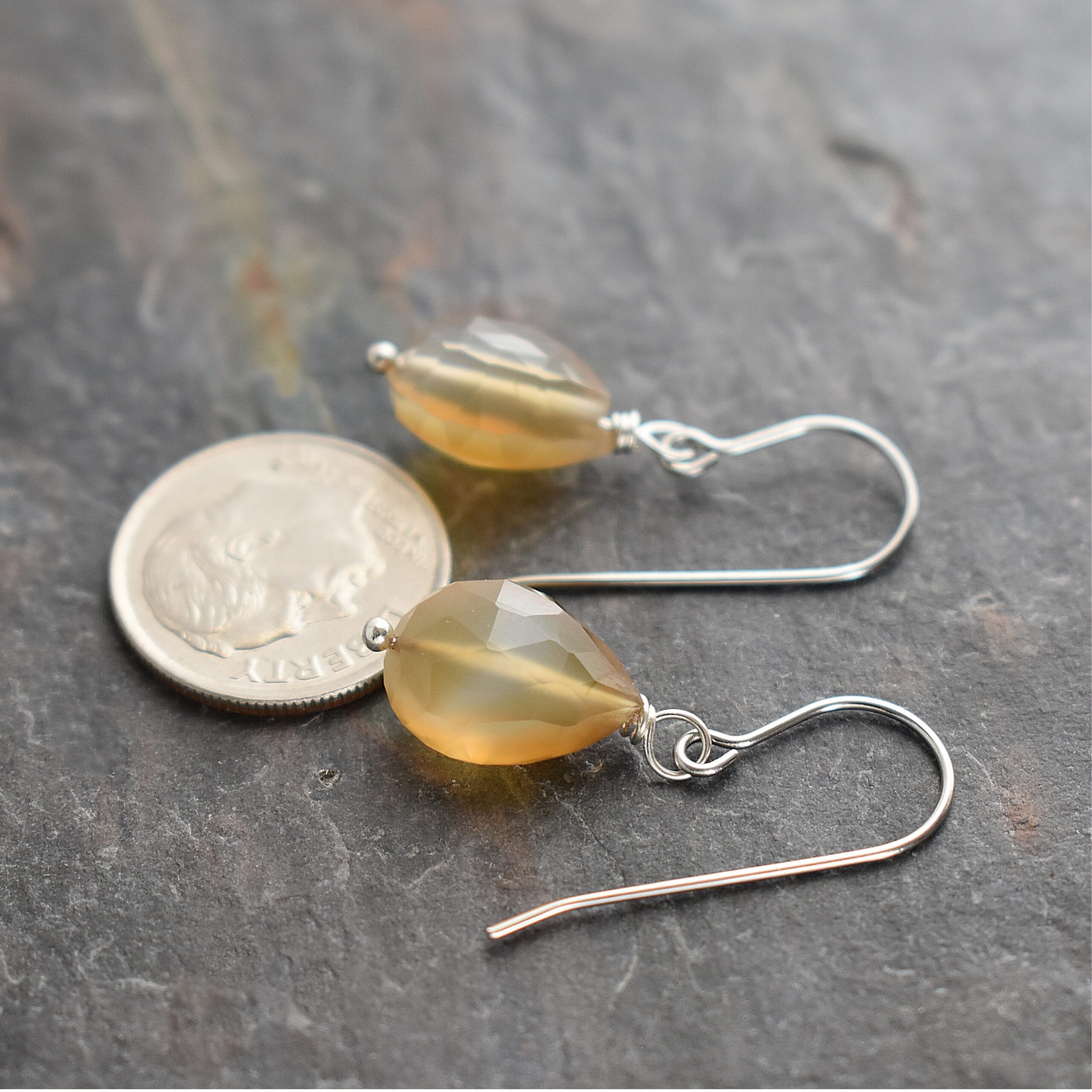 natural whisky quartz drop earrings