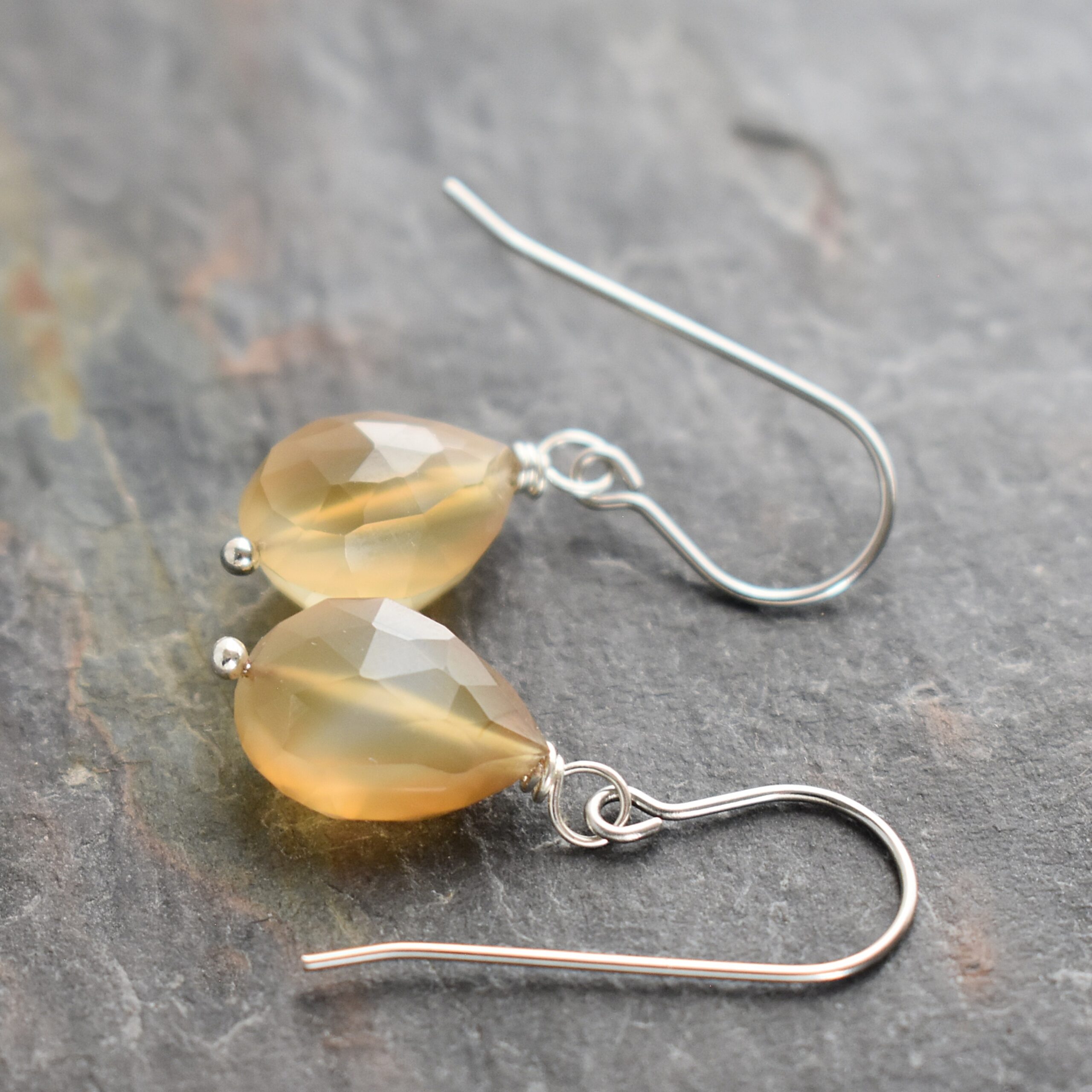 whisky quartz drop earrings