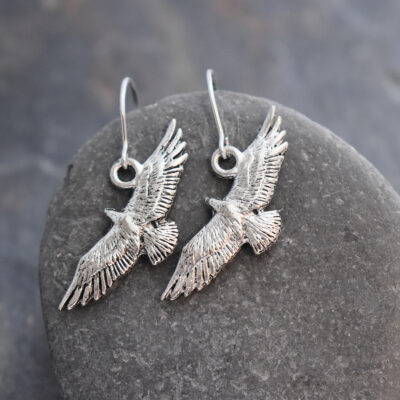 Flying Eagle earrings Handmade pewter flying eagle dangle earrings