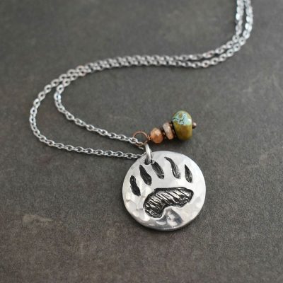 Bear track with gemstones Bear track with gemstones