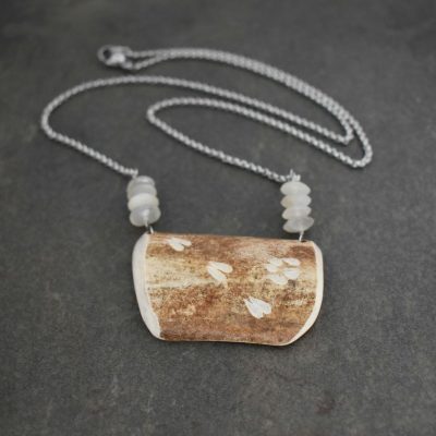 Caribou Antler moonstone on 20 Inch stainless steel chain Caribou Antler moonstone on 20 Inch stainless steel chain
