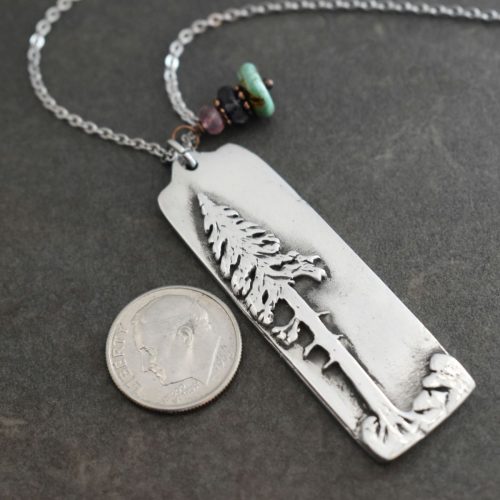 Tree jewelry size of pine tree necklace