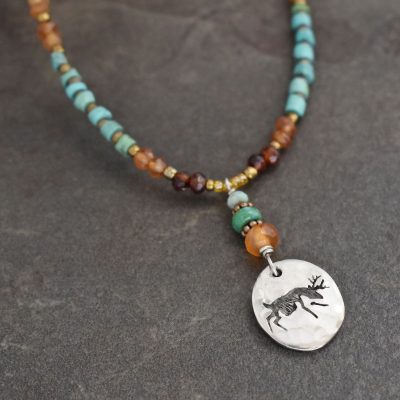whitetail Deer Necklace Beaded Deer Necklace