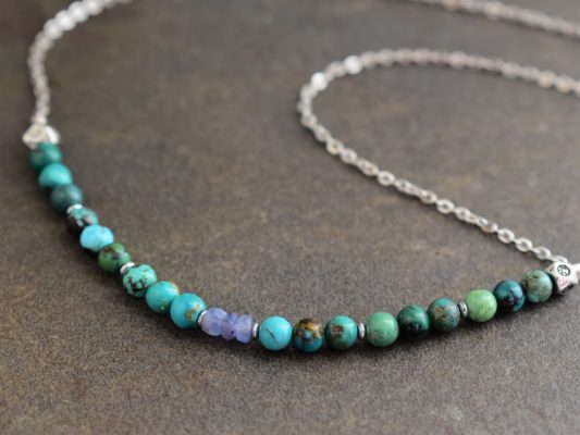Delicate everyday Turquoise, Blue Sapphire Layering necklace Delicate everyday Turquoise, Blue Sapphire Layering necklace