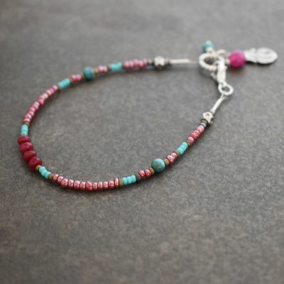 Feather seed bead ruby bracelet Feather seed bead ruby bracelet