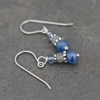 Iolite, moss aquamarine, kyanite earrings Iolite, moss aquamarine, kyanite earrings