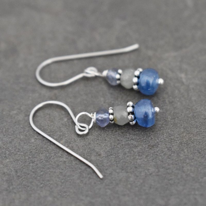 Iolite, moss aquamarine, kyanite earrings Iolite, moss aquamarine, kyanite earrings
