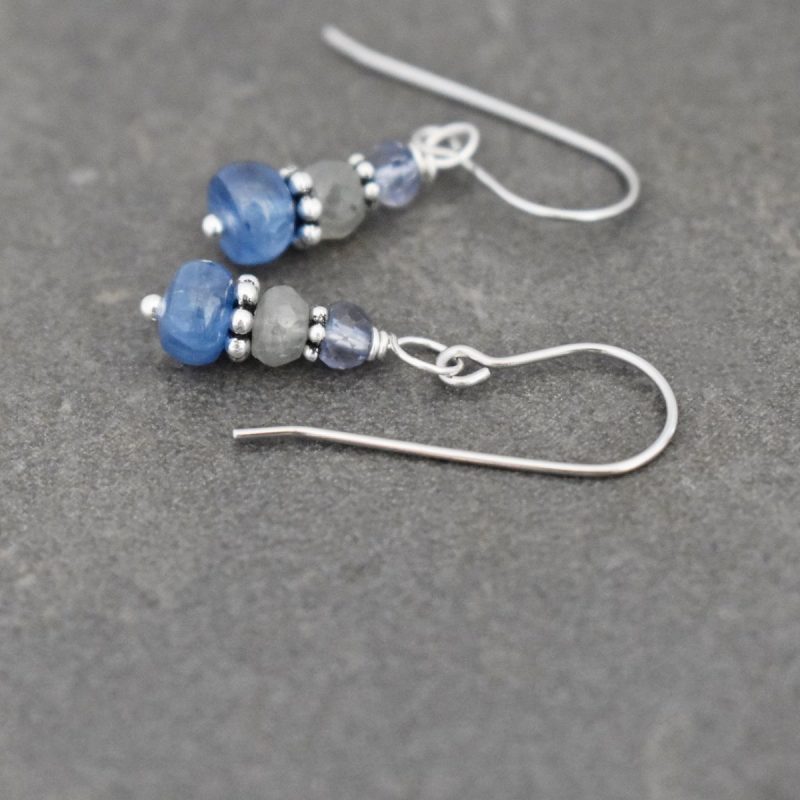 Iolite, moss aquamarine, kyanite earrings Iolite, moss aquamarine, kyanite earrings