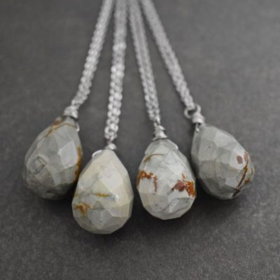 Picture Jasper Drop Necklace Picture Jasper Drop Necklace in gray