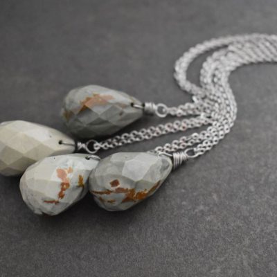 Picture Jasper Drop Necklace Picture Jasper Drop Necklace in gray