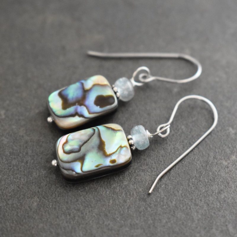 Kyanite and abalone earrings Kyanite and abalone earrings