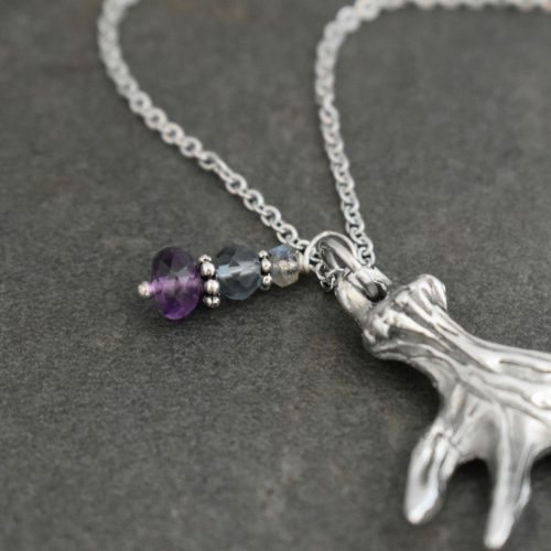 Moose Antler with Amethyst February Birthstone Necklace Moose Antler with Amethyst February Birthstone Necklace