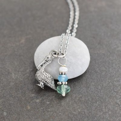 Pelican Necklace with Green Fluorite Pelican Necklace with Green Fluorite