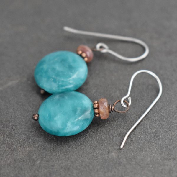 Pink Tourmaline & amazonite earrings