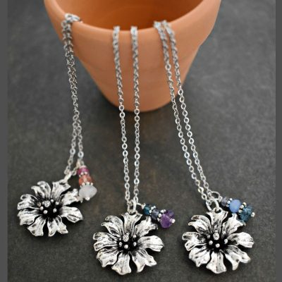 Silver Cornflowers and gemstones Silver Cornflowers and gemstones