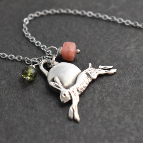 jumping rabbit necklace jumping hare necklace