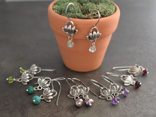 Tiny Lotus and Gemstone earrings Tiny Lotus and Gemstone earrings