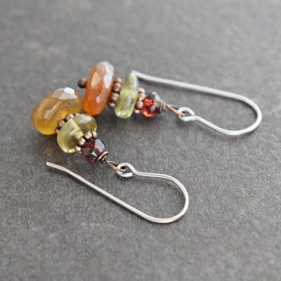 Whisky Chalcedony Earrings Garnet & Chalcedony Earrings