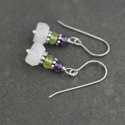 Small moonstone gemstone earrings stone earrings