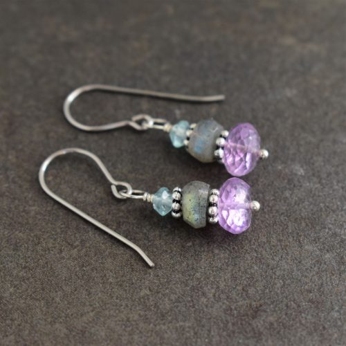 apatite, labradorite amethyst earrings apatite, labradorite amethyst earrings