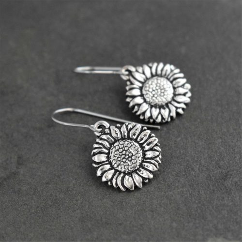 silver sunflower earrings Silver sunflower earrings