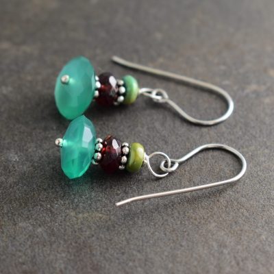 turquoise,garnet,green onyx earrings (10) turquoise,garnet,green onyx earrings
